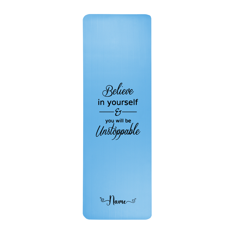 Believe in Yourself Personalised Blue Yoga Mat